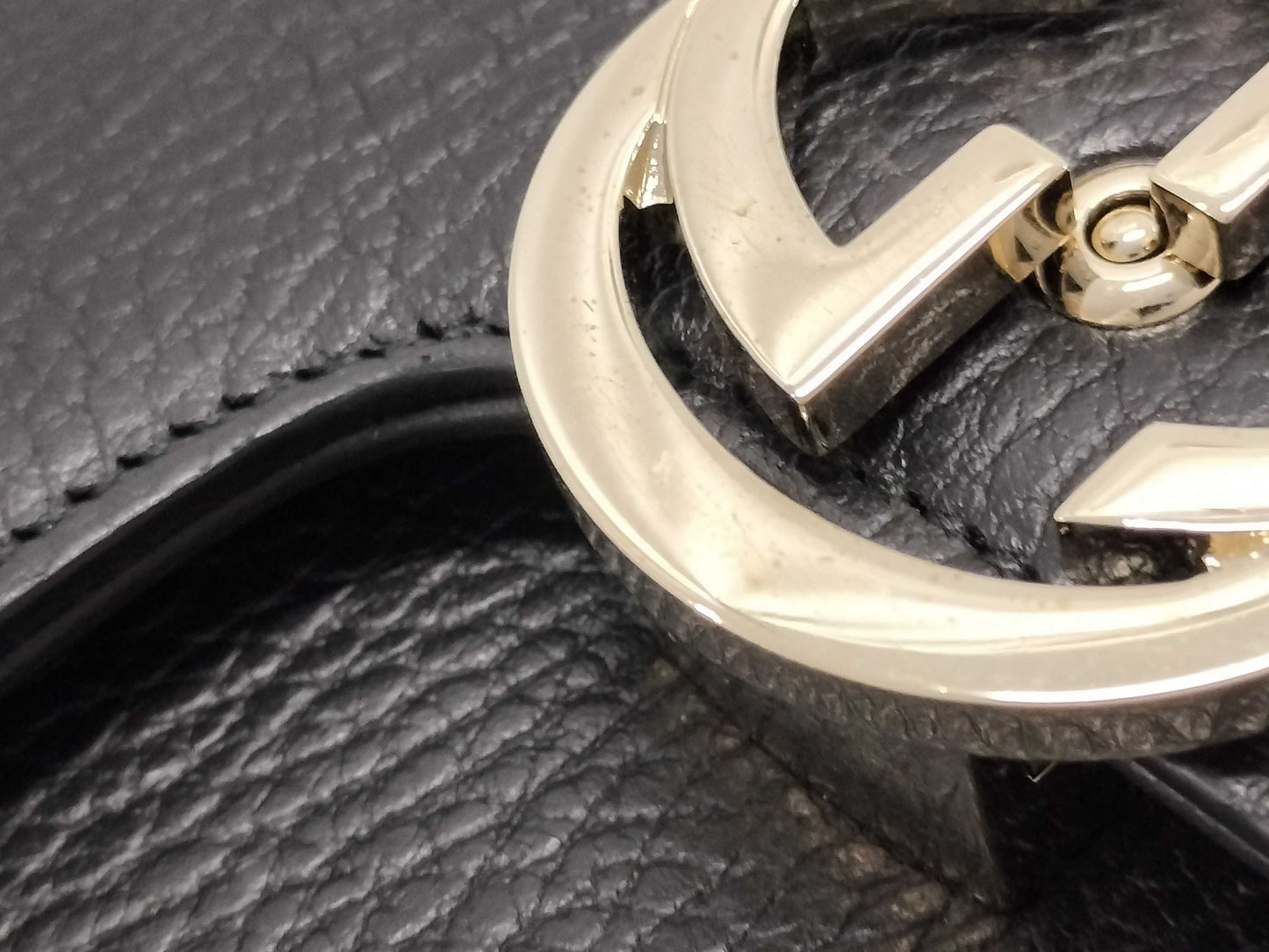 GUCCI GUCCI Chain Shoulder Bag Interlocking G 510304 Black with Gold Hardware and Leather 525040 Shoulder Bag