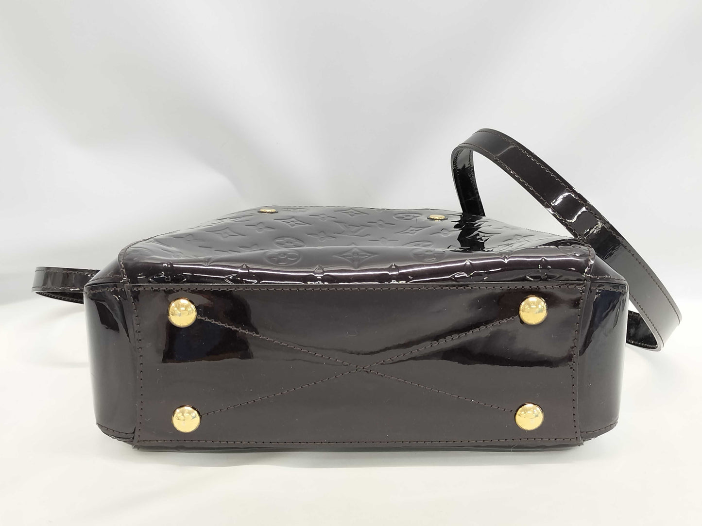 LOUIS VUITTON Montaigne BB 2-way handbag M50403 Amaranth gold hardware, enamel calfskin, CA0145 shoulder bag