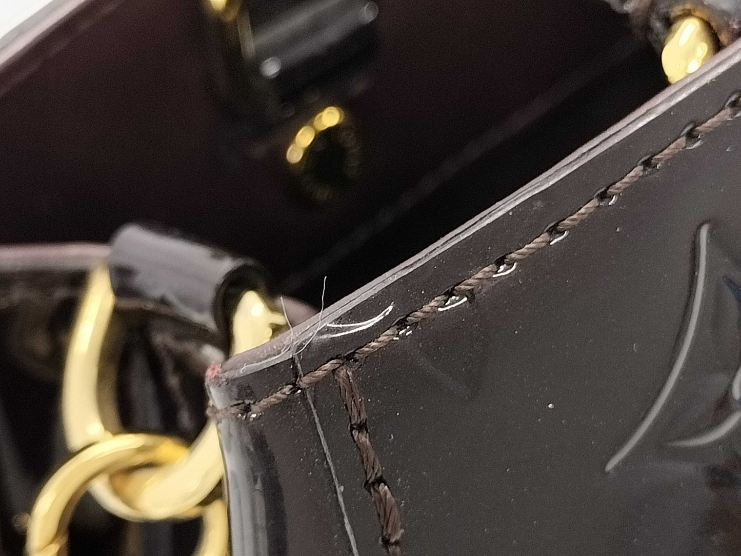 LOUIS VUITTON Montaigne BB 2-way handbag M50403 Amaranth gold hardware, enamel calfskin, CA0145 shoulder bag
