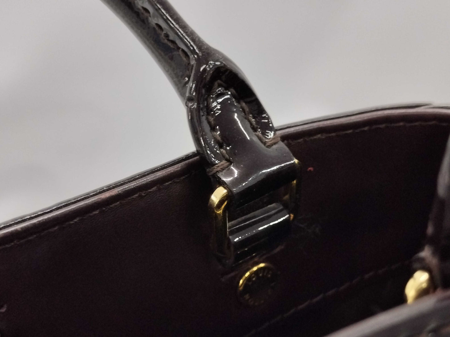 LOUIS VUITTON Montaigne BB 2-way handbag M50403 Amaranth gold hardware, enamel calfskin, CA0145 shoulder bag