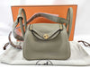 HERMES Lindy Mini Shoulder Bag in Taurillon Clemence Leather, Beige Marfa Leather, Gold Hardware, GP W Stamp