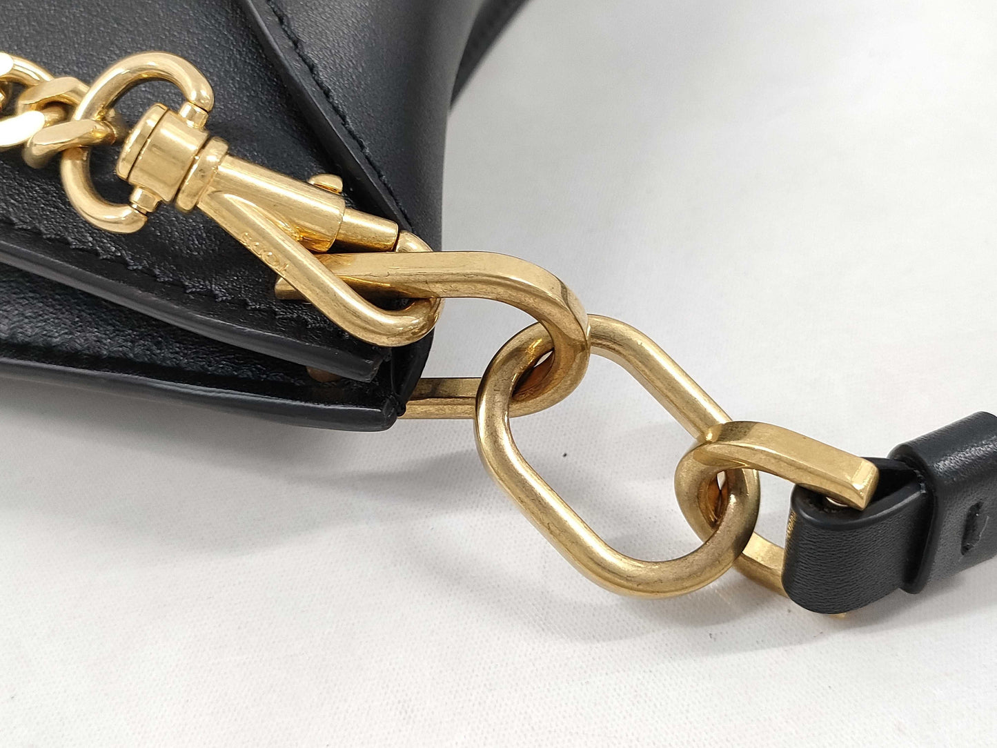 TODS Kate Black Leather Shoulder Bag with Gold Hardware