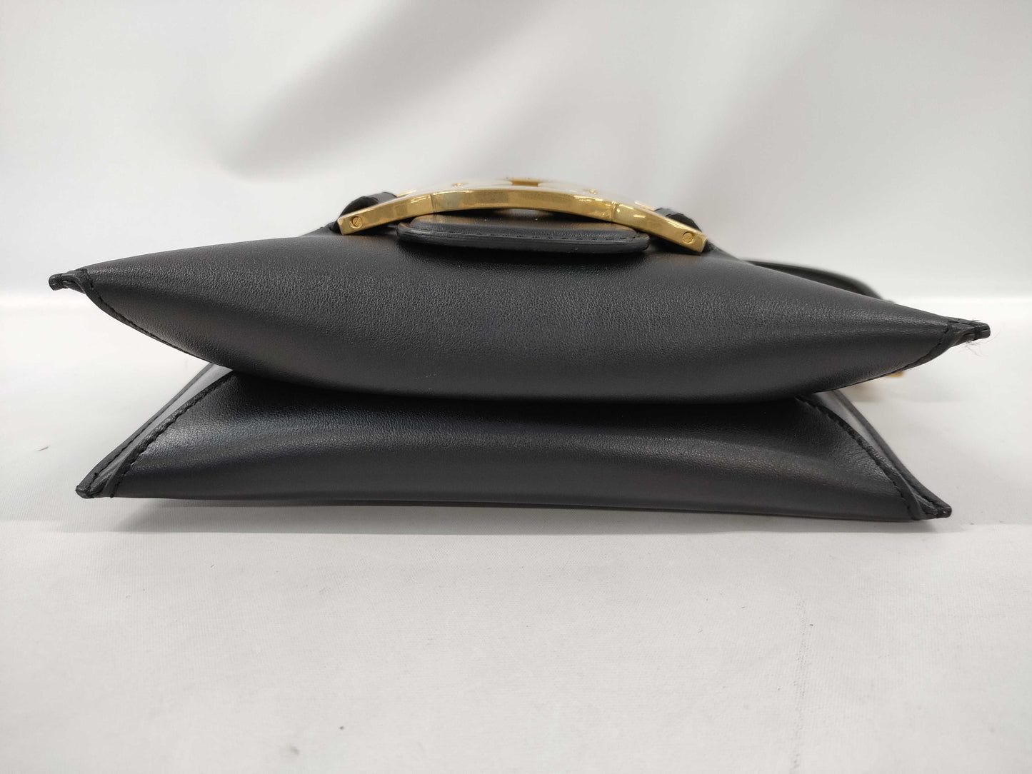 TODS Kate Black Leather Shoulder Bag with Gold Hardware