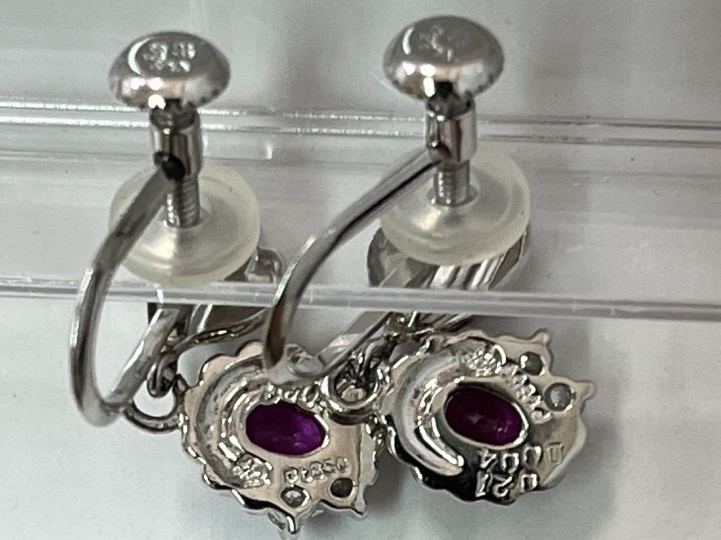 R0.38ct D0.08ct Pt850 3.1g Earrings