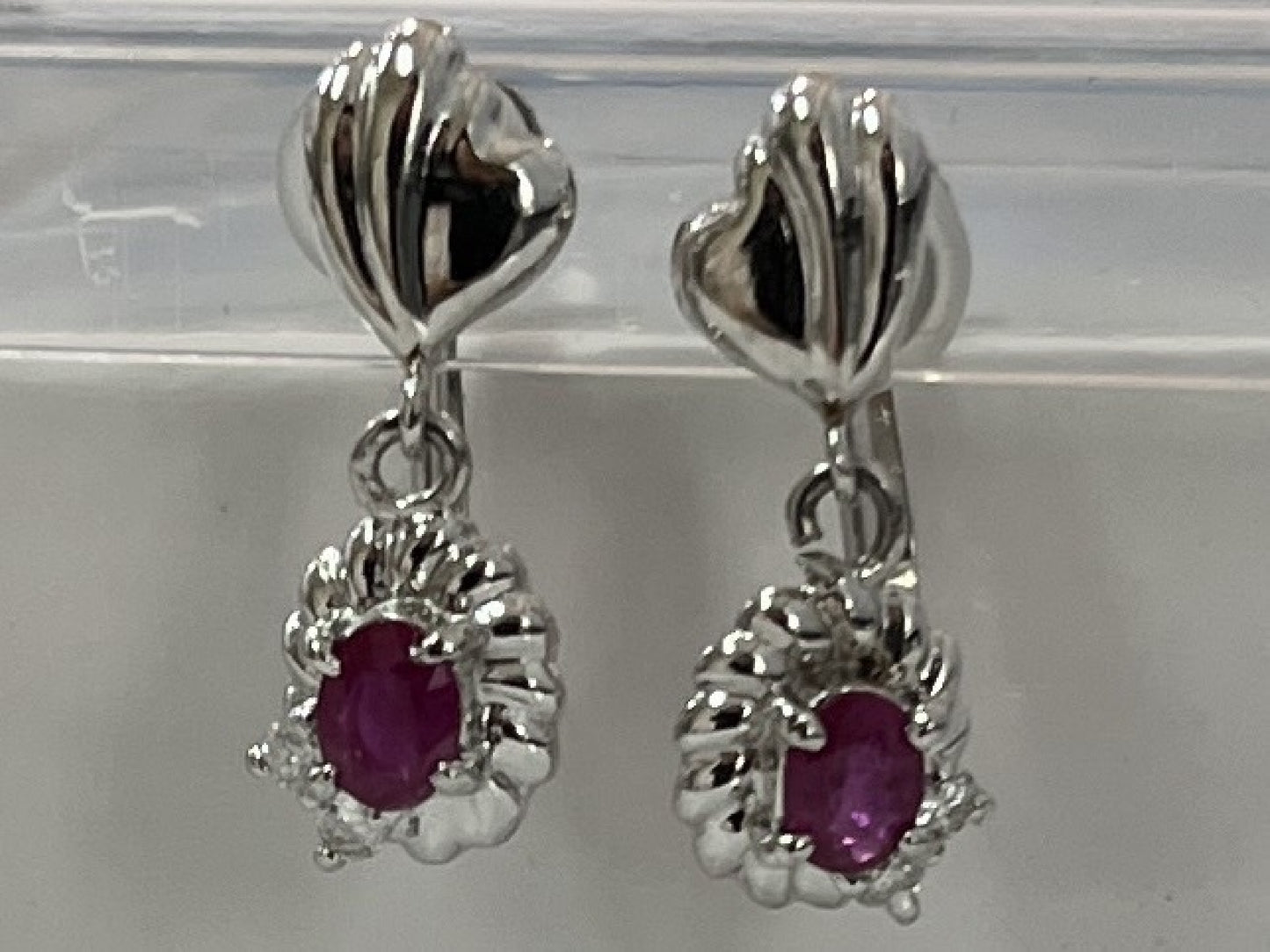 R0.38ct D0.08ct Pt850 3.1g Earrings