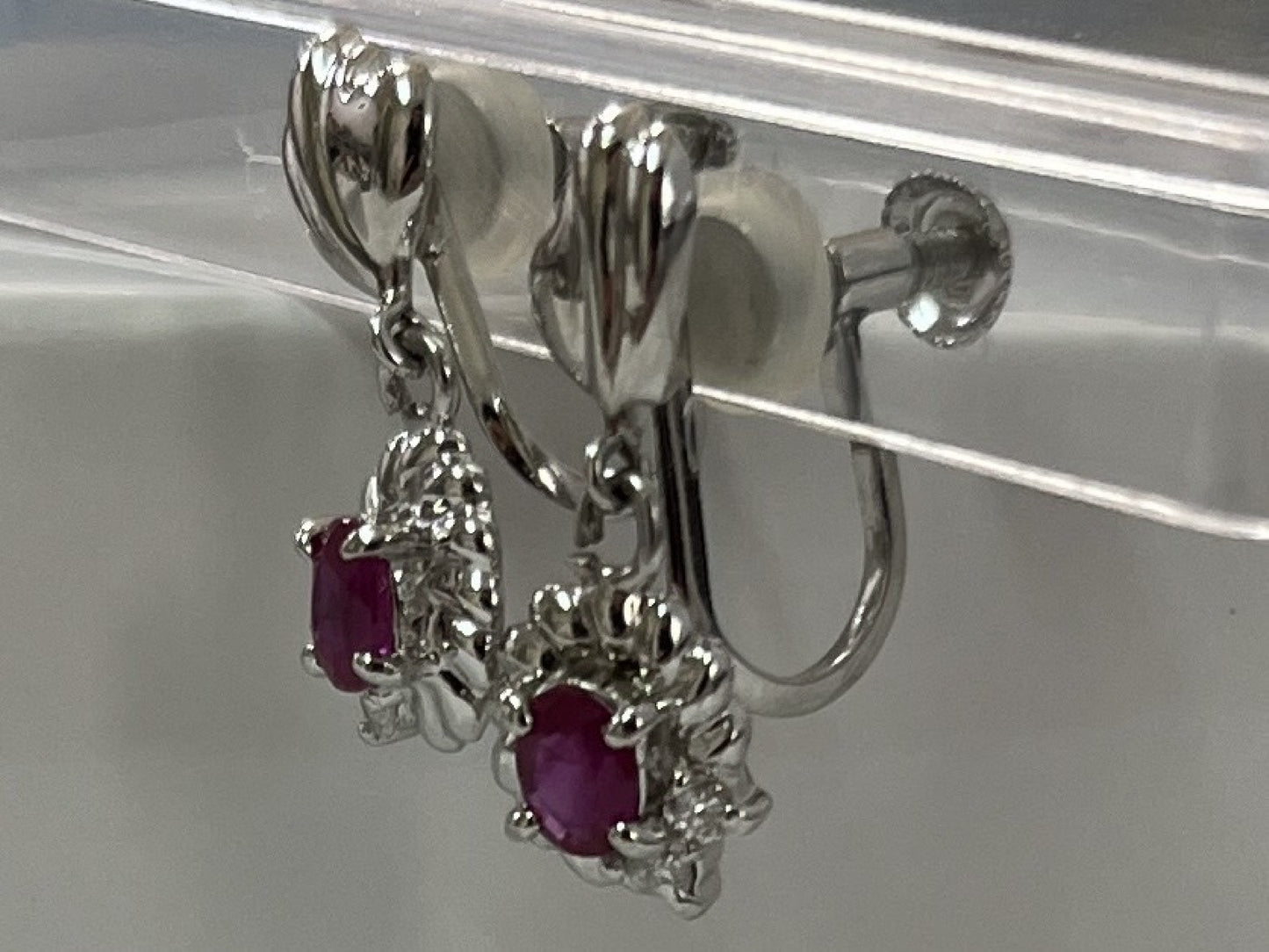 R0.38ct D0.08ct Pt850 3.1g Earrings