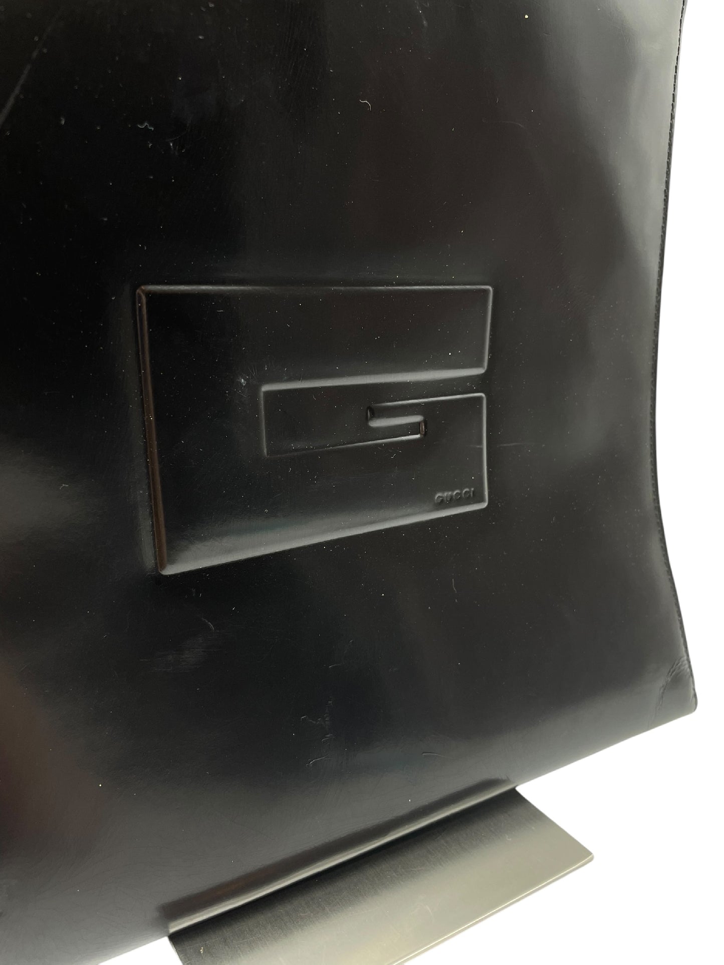 GUCCI GUCCI Gucci enamel shoulder bag black bag