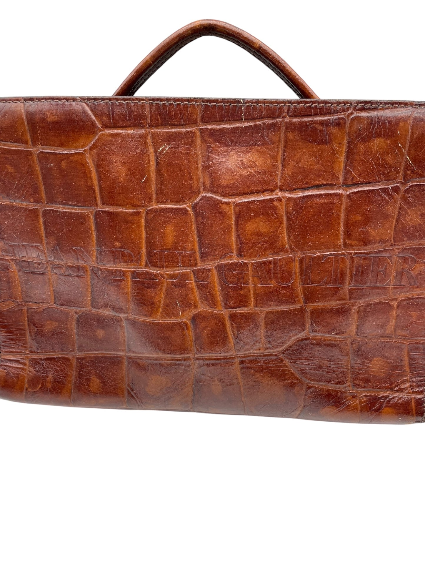 JEAN PAUL GAULTIER Jean Paul Gaultier Embossed Genuine Leather 2-Way Bag Brown Shoulder Bag
