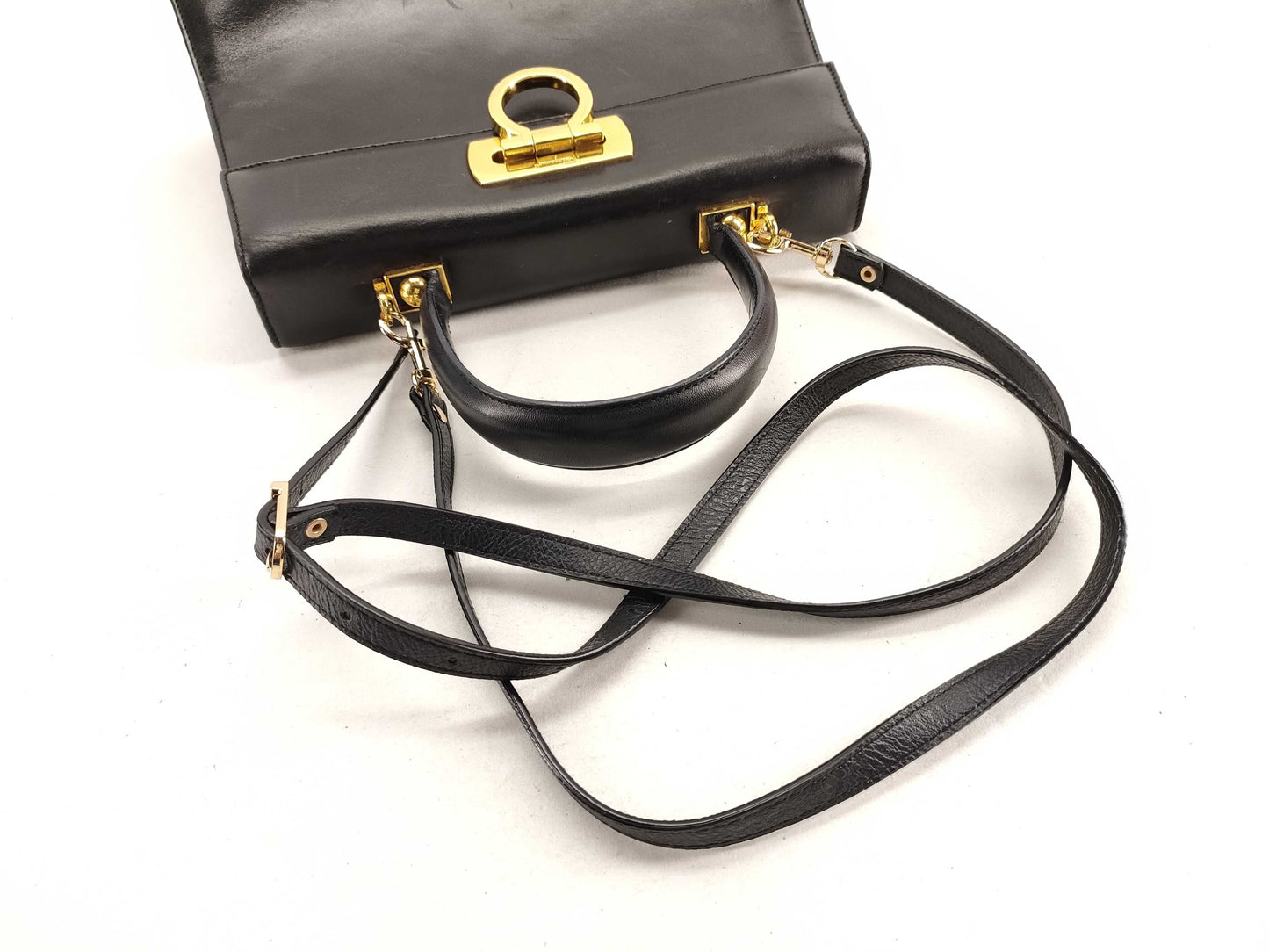 Salvatore Ferragamo Gancini Ferragamo 2-way Gancini Black Handbag