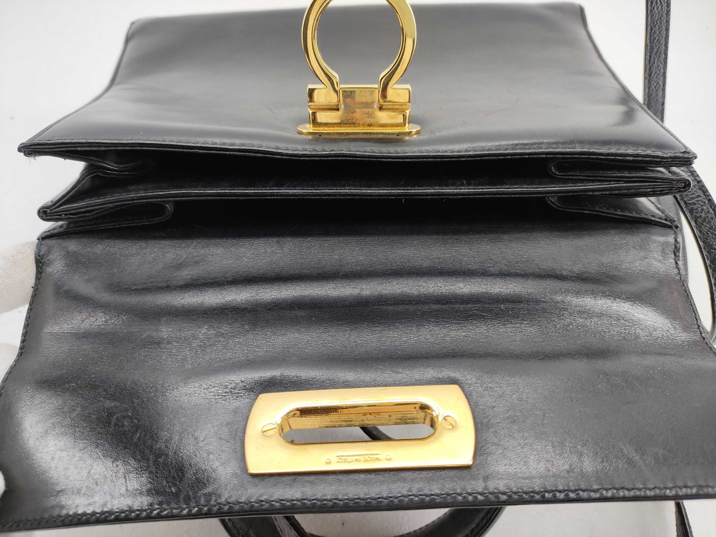 Salvatore Ferragamo Gancini Ferragamo 2-way Gancini Black Handbag