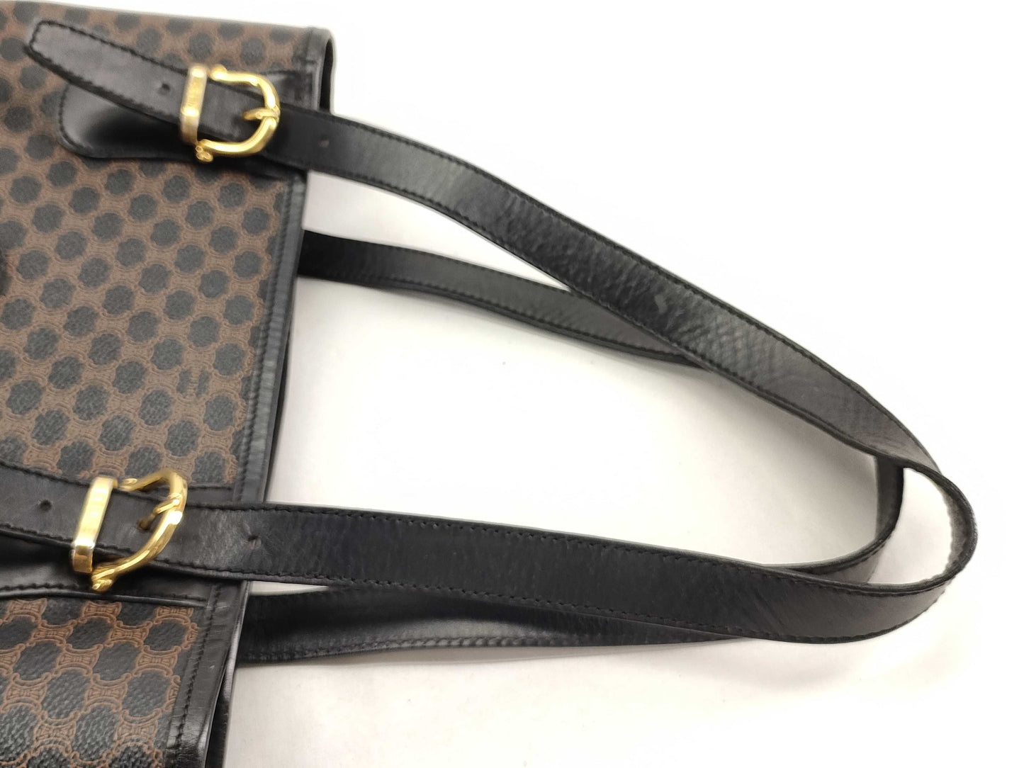 CELINE Black Macadam Bucket Tote Bag