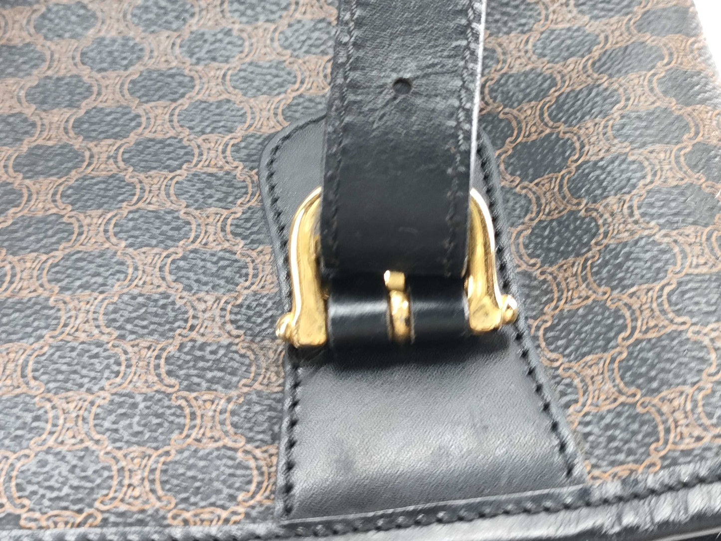 CELINE Black Macadam Bucket Tote Bag