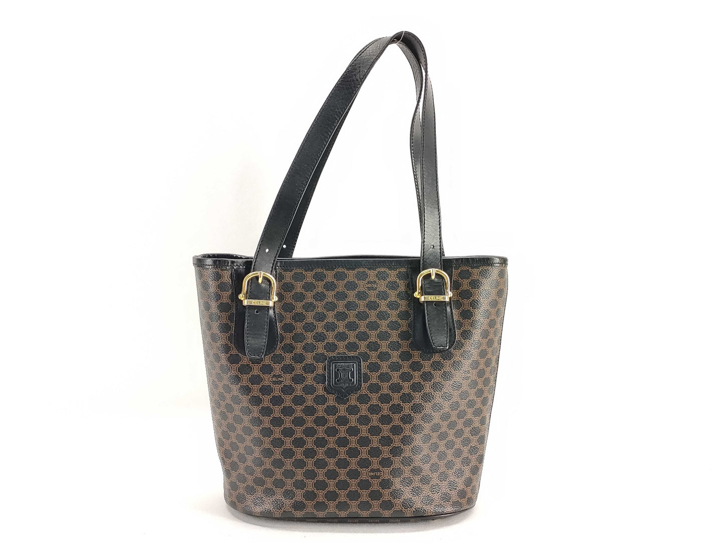 CELINE Black Macadam Bucket Tote Bag