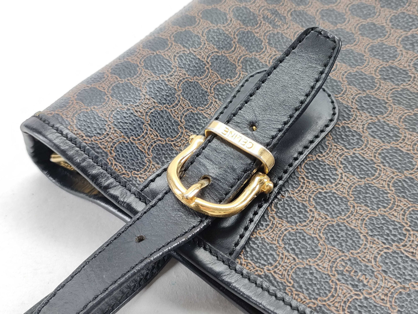 CELINE Black Macadam Bucket Tote Bag