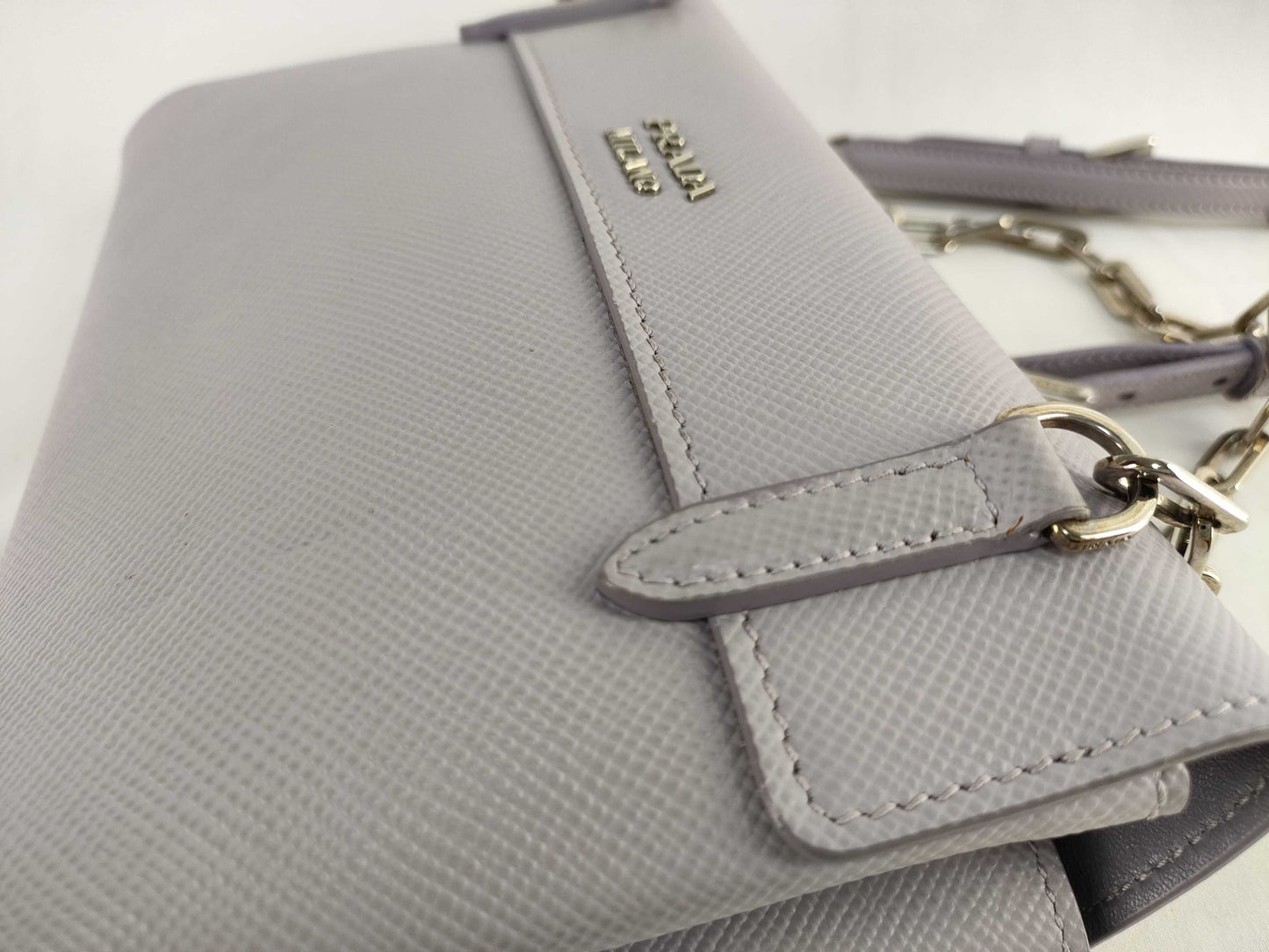 PRADA Prada Leather Chain Shoulder Bag Gray Shoulder Bag