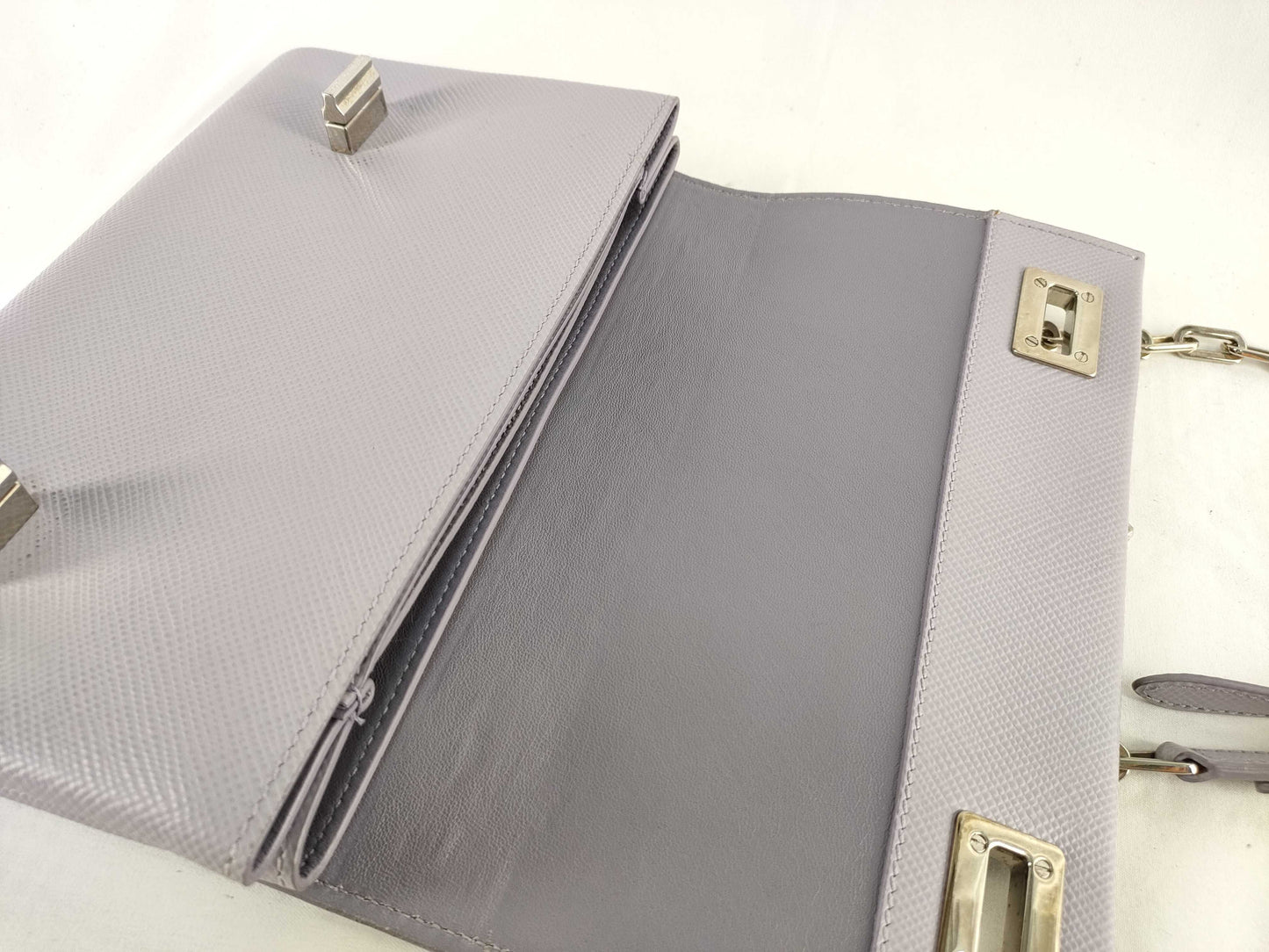 PRADA Prada Leather Chain Shoulder Bag Gray Shoulder Bag