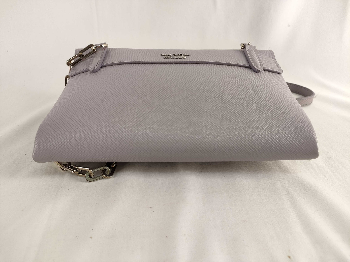 PRADA Prada Leather Chain Shoulder Bag Gray Shoulder Bag
