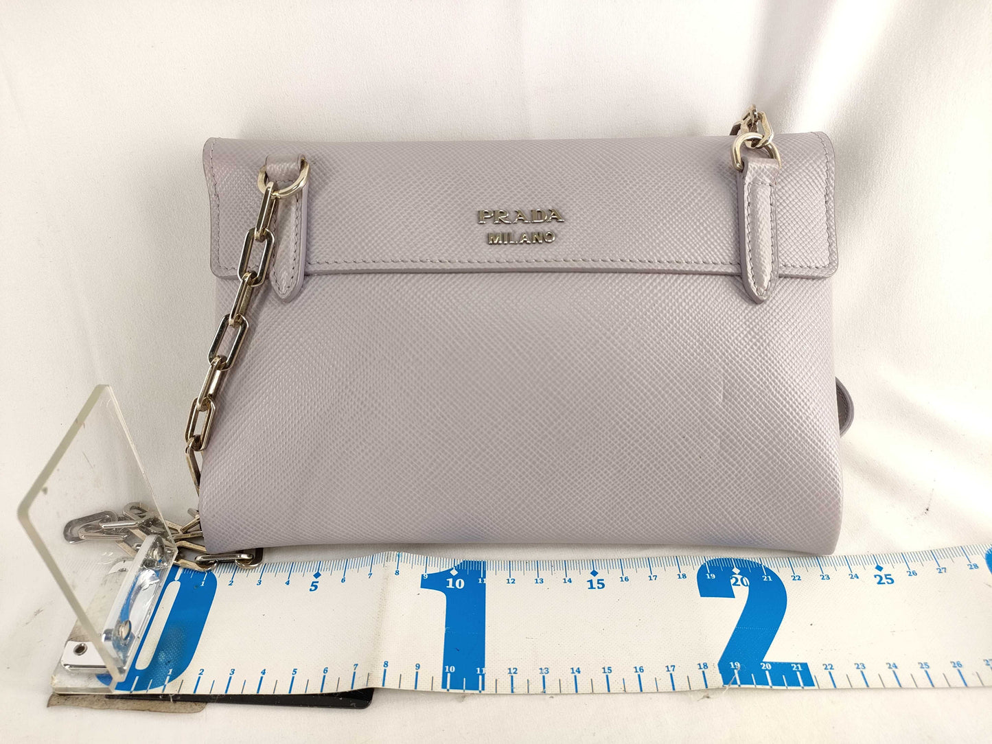 PRADA Prada Leather Chain Shoulder Bag Gray Shoulder Bag