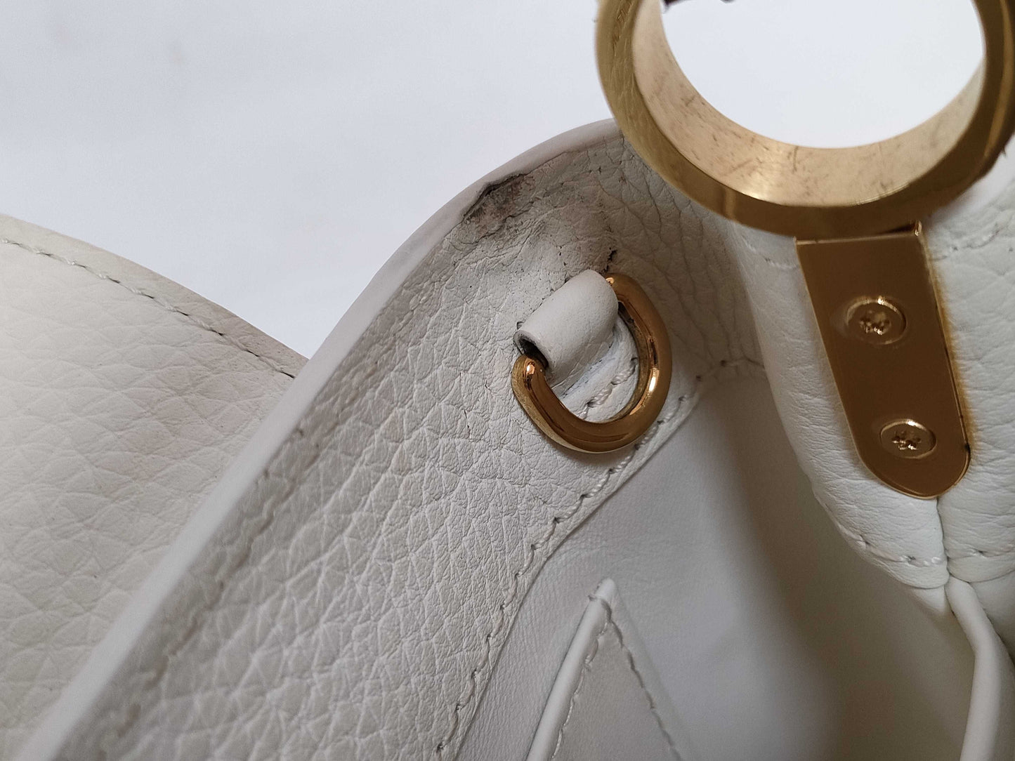 LOUIS VUITTON N85515 Capucines MINI Handbag in White with LV Logo and Python Leather