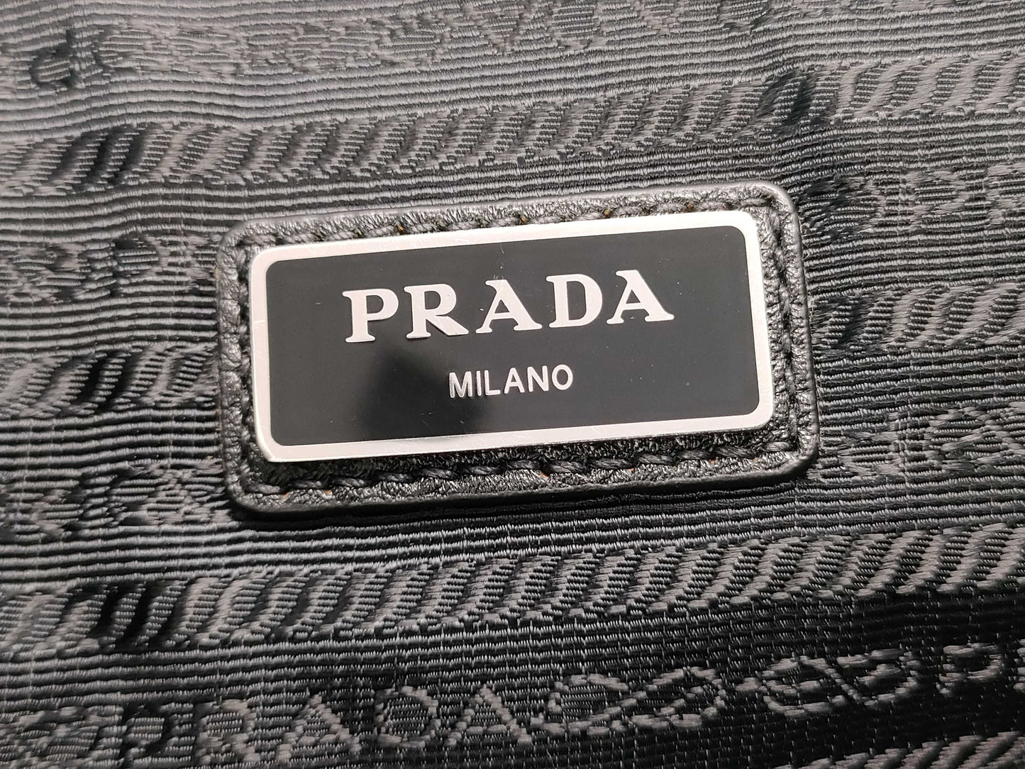 PRADA Triangle Plate Clutch Bag Black Clutch Bag