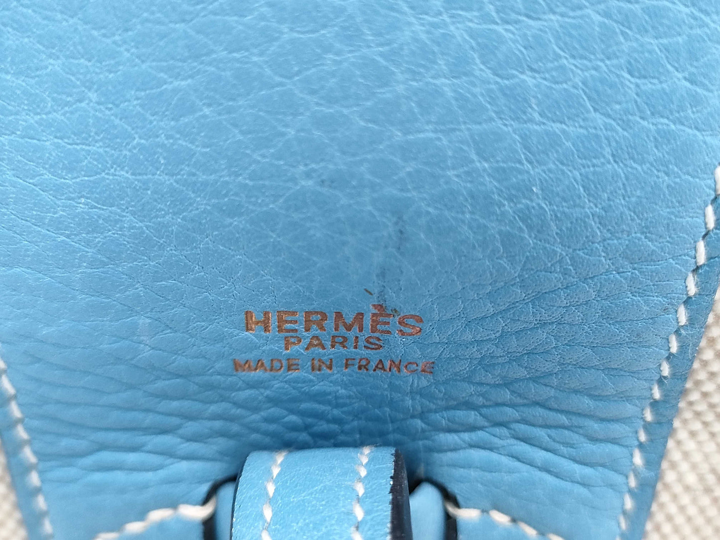 HERMES Intercity Toile H x Taurillon Clemence Blue Jean Vanity Bag with D Stamp