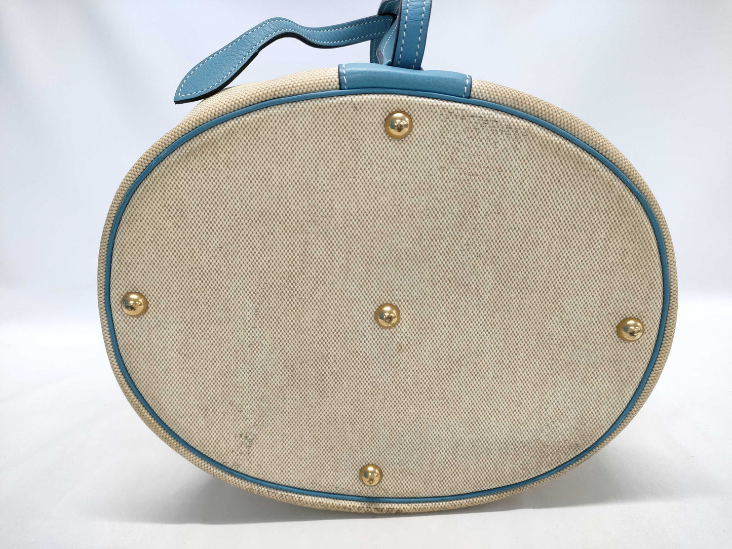 HERMES Intercity Toile H x Taurillon Clemence Blue Jean Vanity Bag with D Stamp