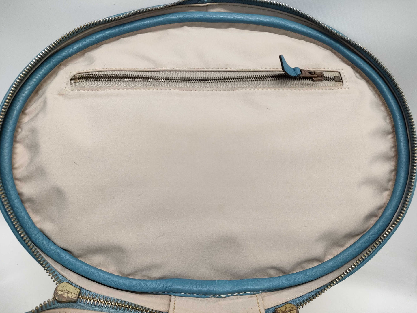 HERMES Intercity Toile H x Taurillon Clemence Blue Jean Vanity Bag with D Stamp