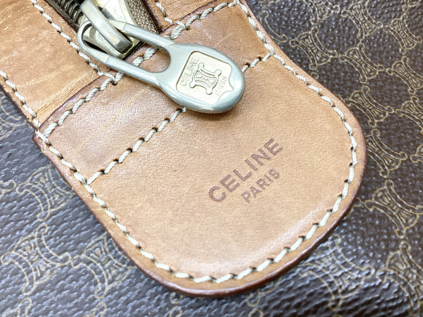 CELINE PVC and Leather Macadam Print Boston Bag, Extra Large, 45cm Wide, Includes Padlock, Key, and Cloche
