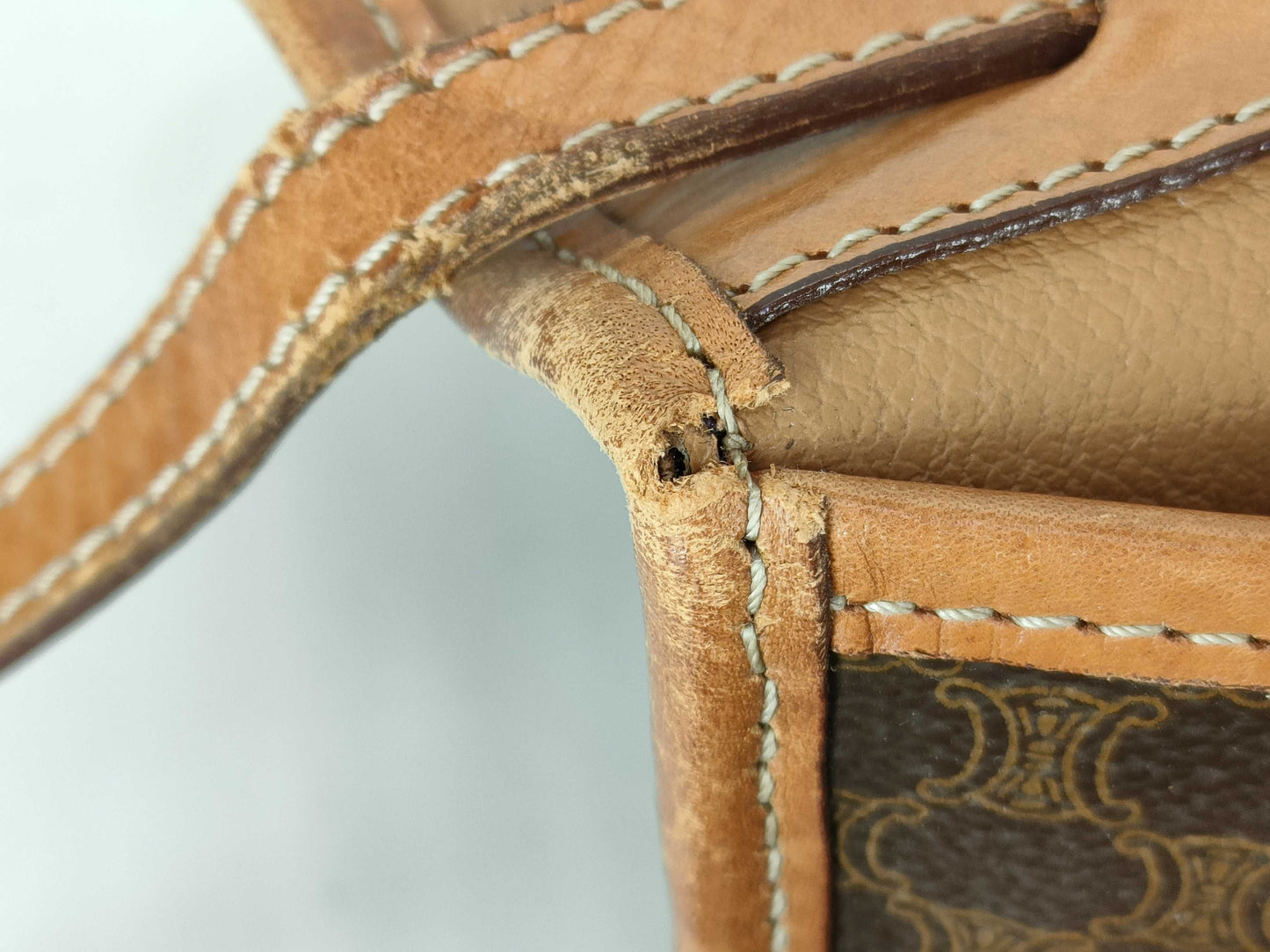 CELINE M90 Shoulder Bag, Macadam Pattern Leather, Brown