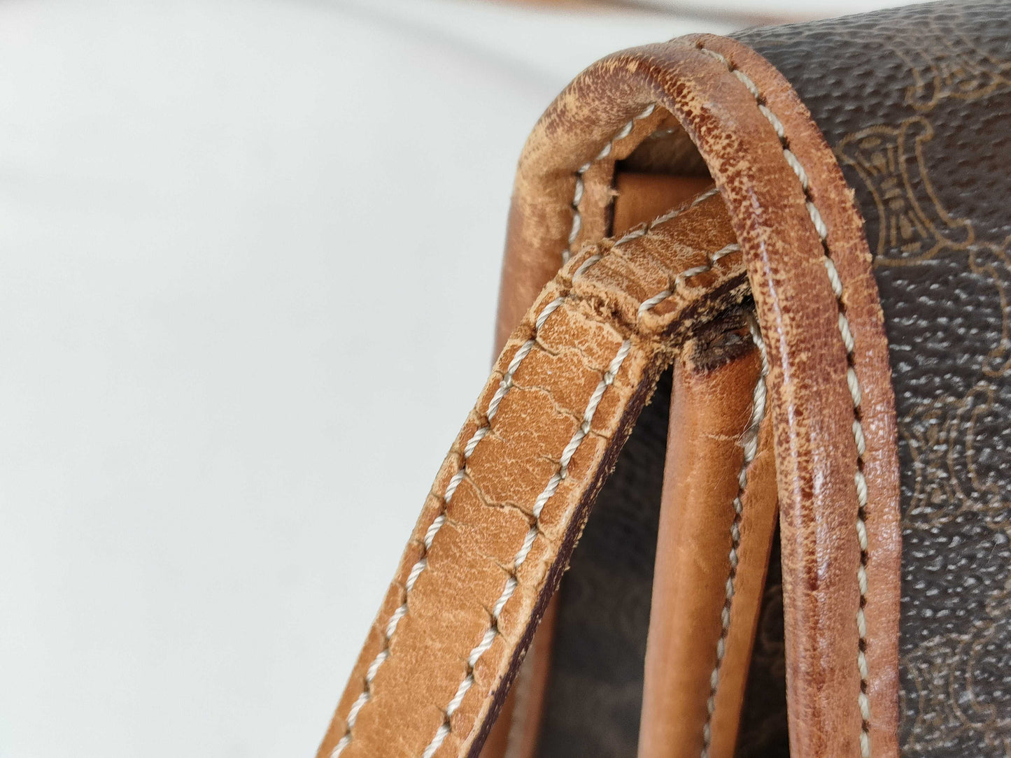 CELINE M90 Shoulder Bag, Macadam Pattern Leather, Brown