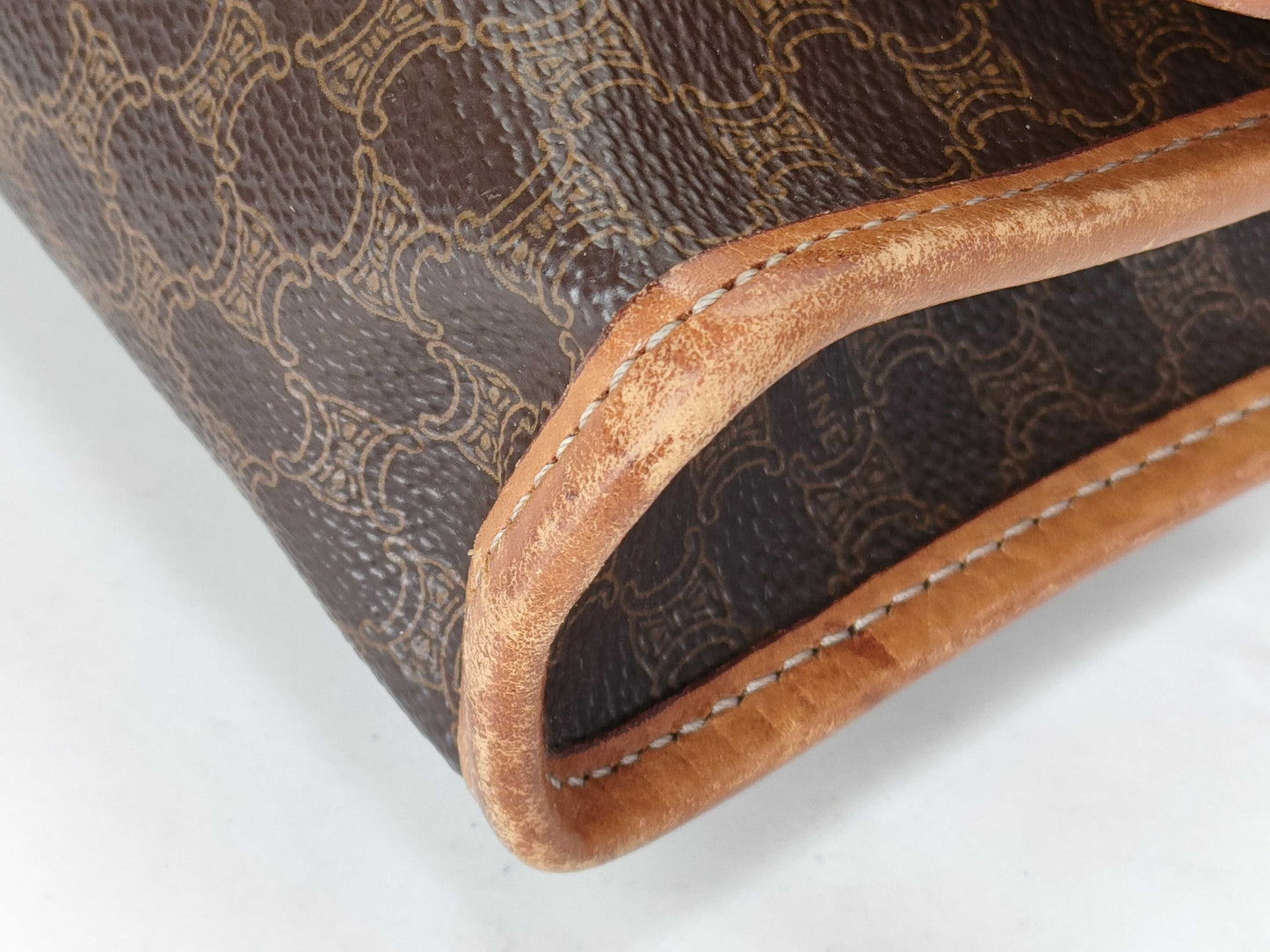 CELINE M90 Shoulder Bag, Macadam Pattern Leather, Brown