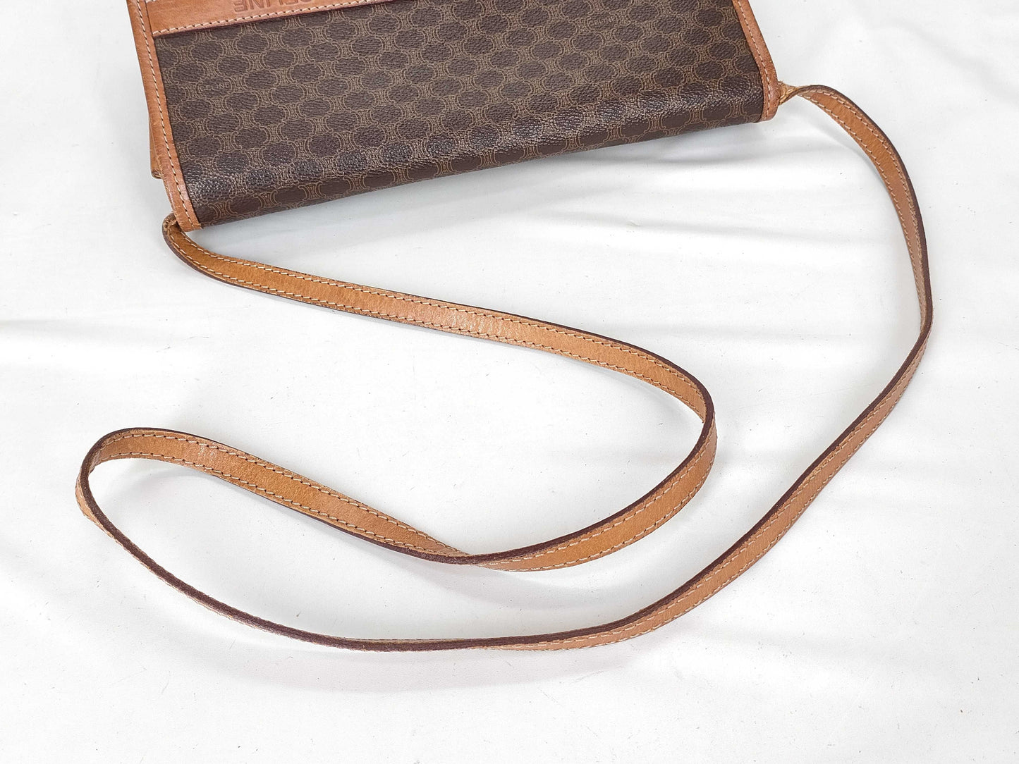 CELINE M90 Shoulder Bag, Macadam Pattern Leather, Brown