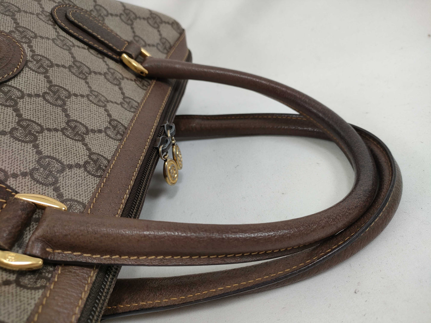 GUCCI GG Supreme Gucci 002.25.0167 Handbag Mini Boston Bag Old Gucci GG Supreme Leather Beige Brown Handbag