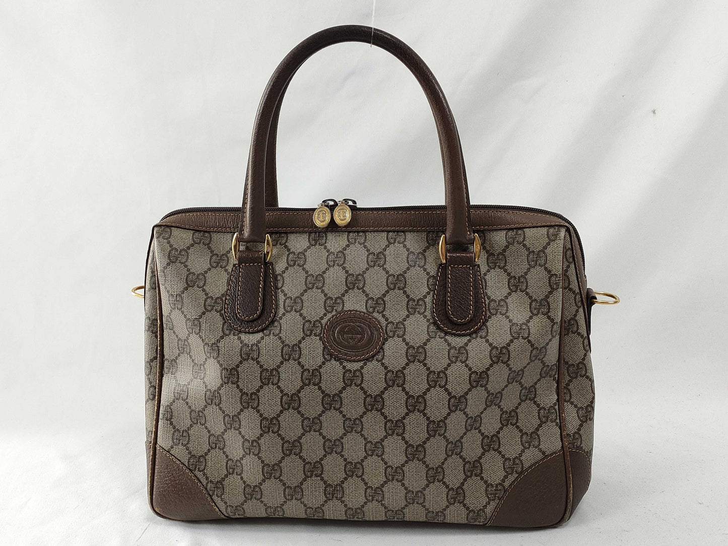 GUCCI GG Supreme Gucci 002.25.0167 Handbag Mini Boston Bag Old Gucci GG Supreme Leather Beige Brown Handbag