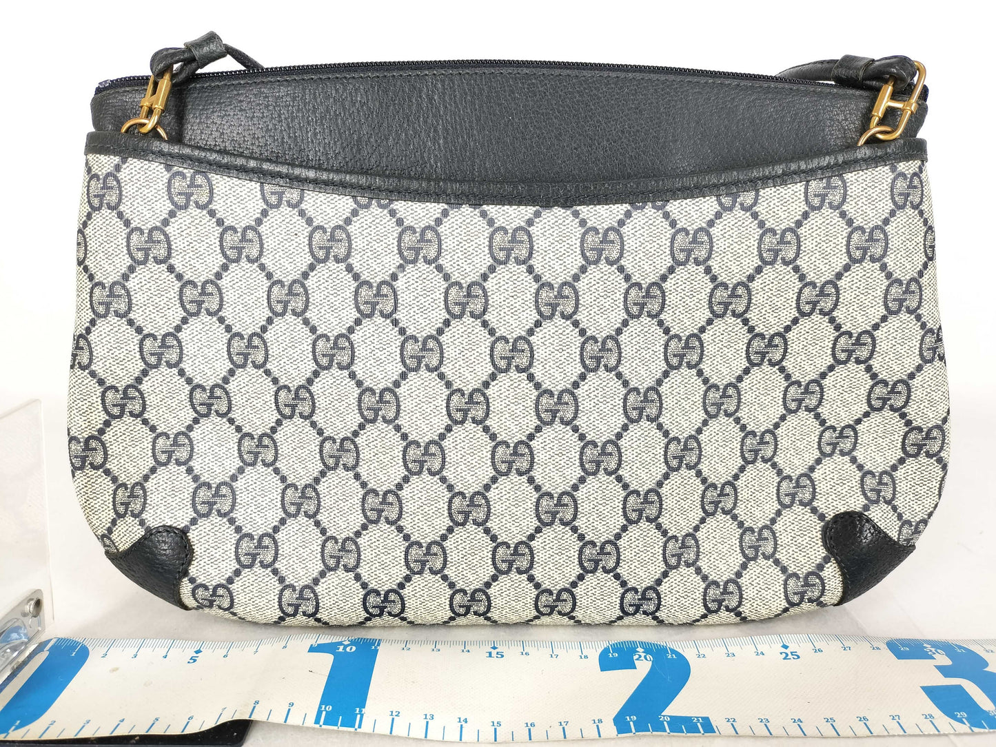 GUCCI Old Gucci 904.02.026 Shoulder Bag Old Gucci Sherry Line GG Supreme Leather Beige Navy Shoulder Bag