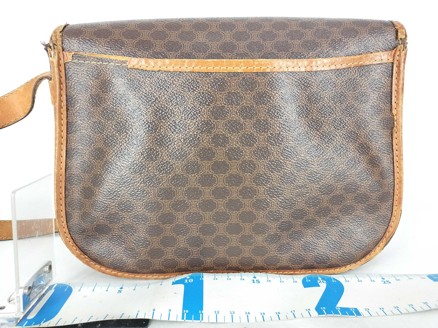 CELINE SL13 Messenger Bag Shoulder Bag Macadam Pattern Leather Brown Shoulder Bag