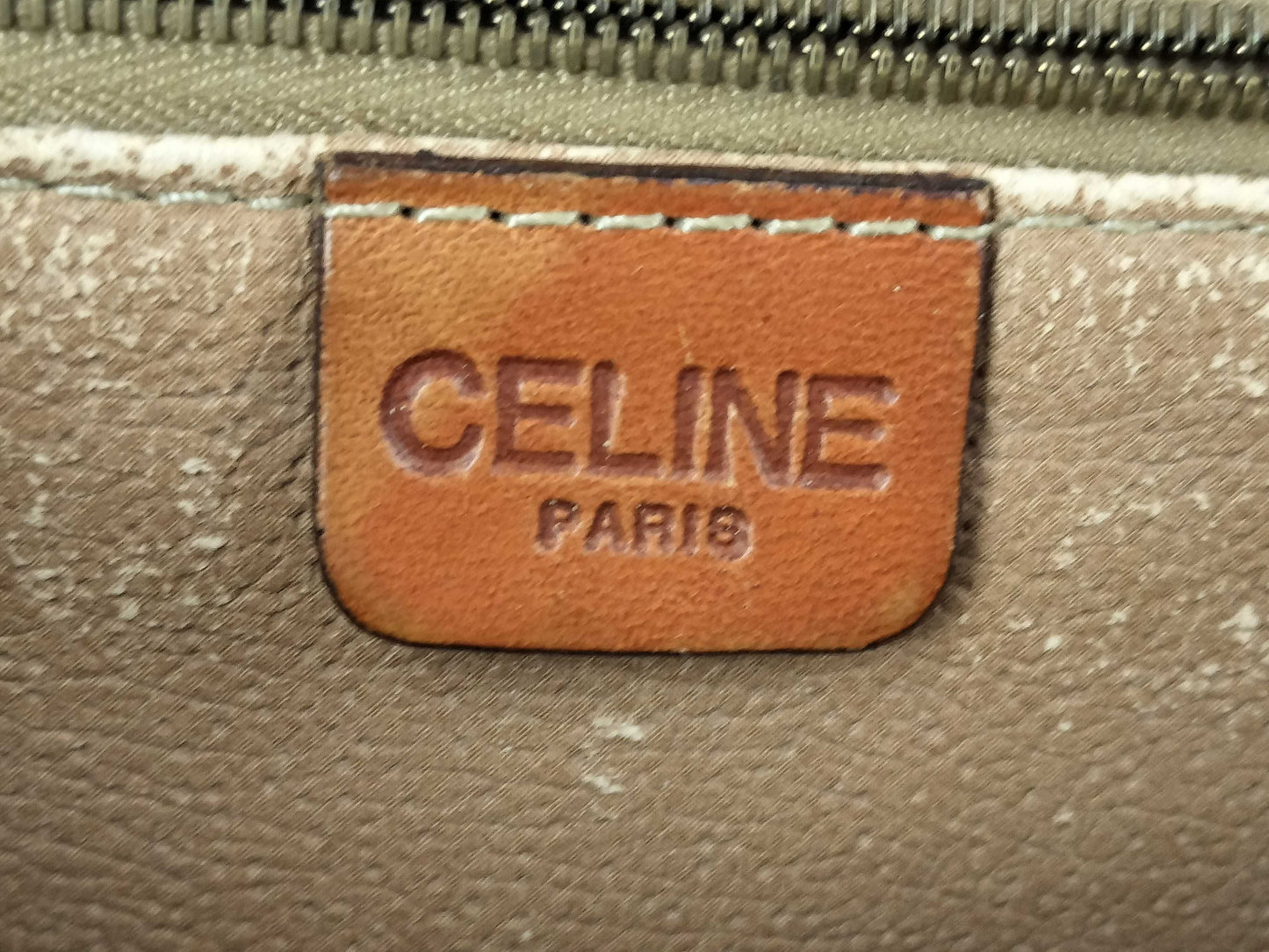 CELINE SL13 Messenger Bag Shoulder Bag Macadam Pattern Leather Brown Shoulder Bag