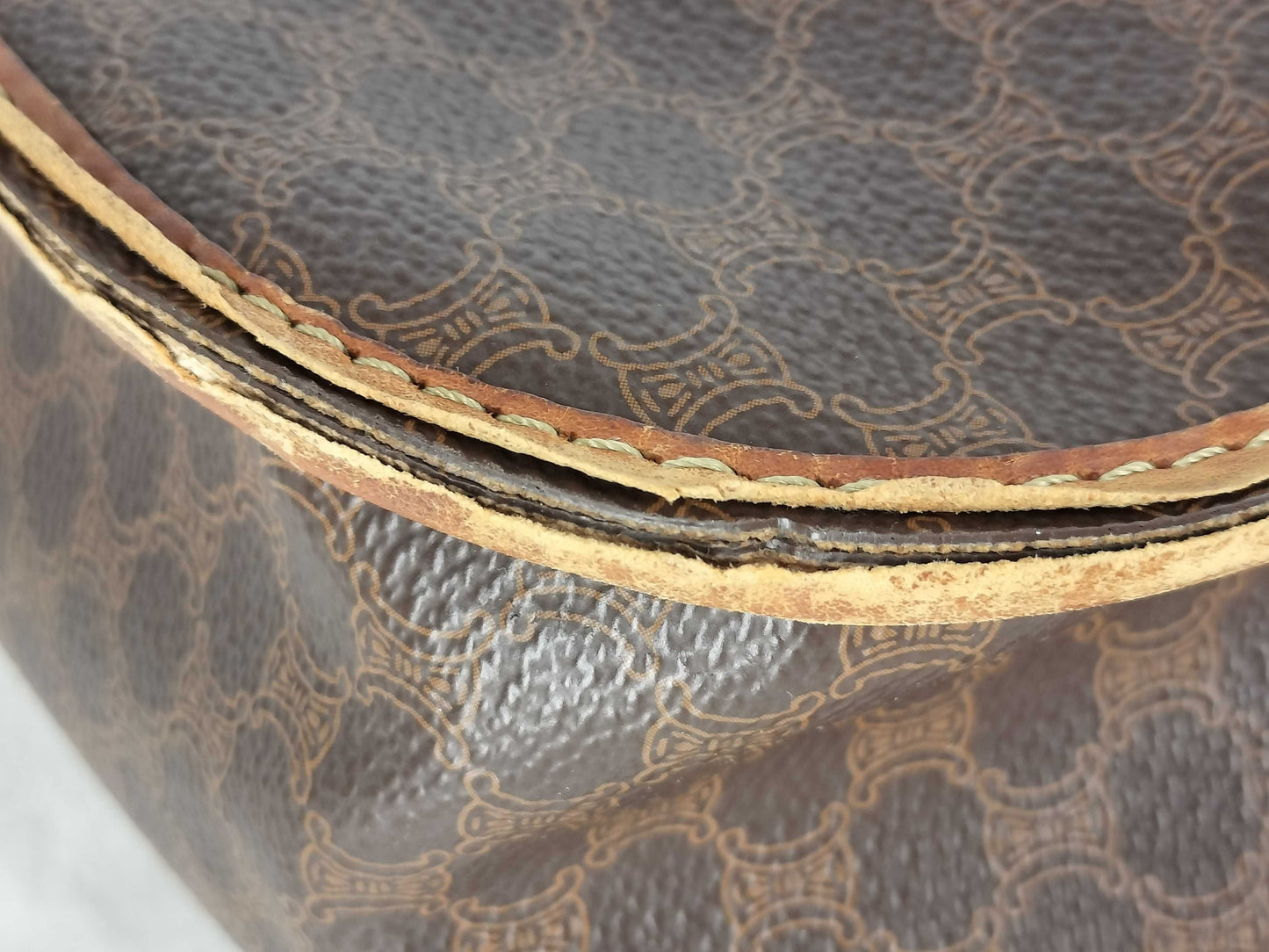 CELINE SL13 Messenger Bag Shoulder Bag Macadam Pattern Leather Brown Shoulder Bag
