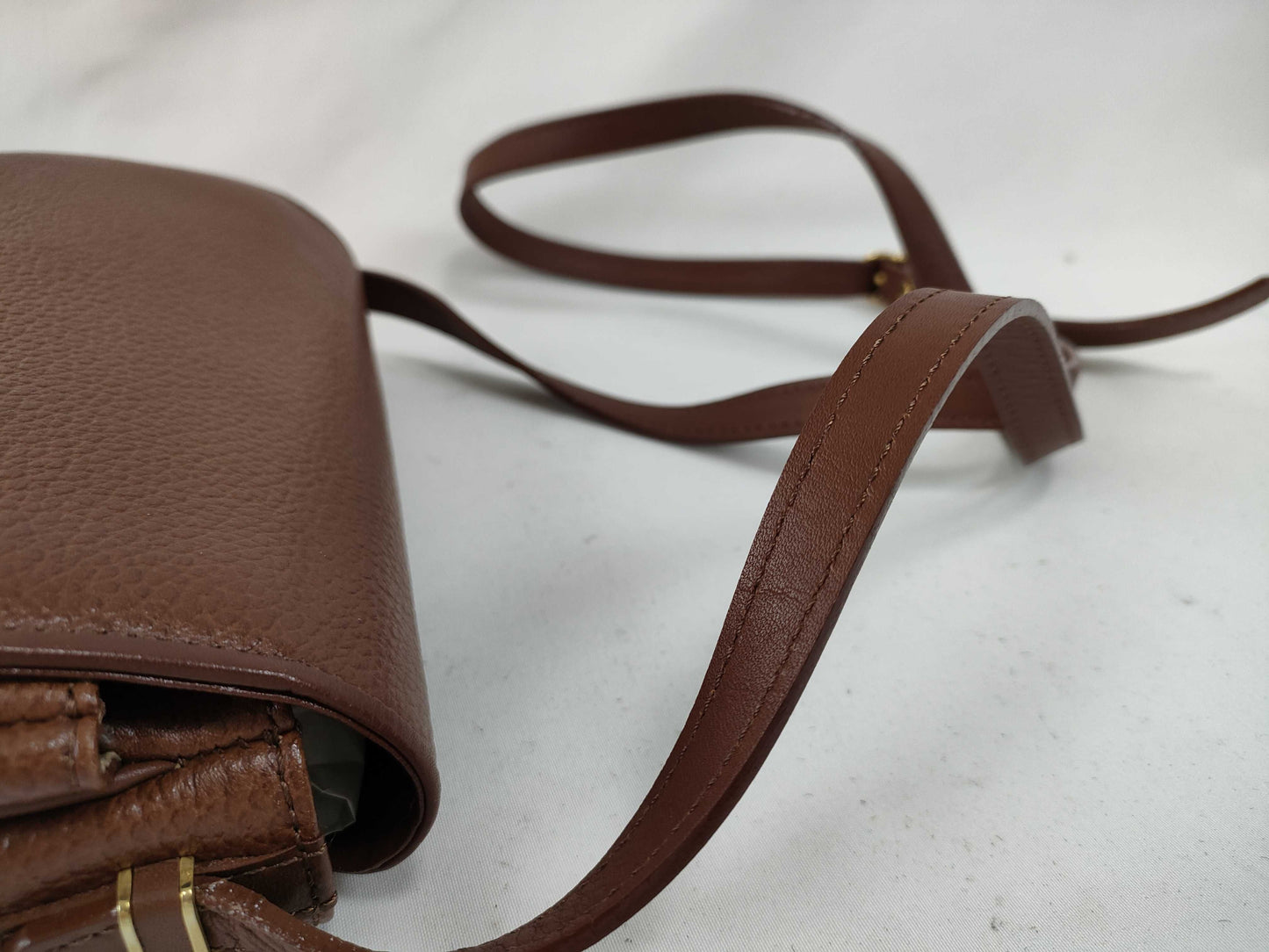 Burberrys Nova Check Leather Shoulder Bag Pochette Brown