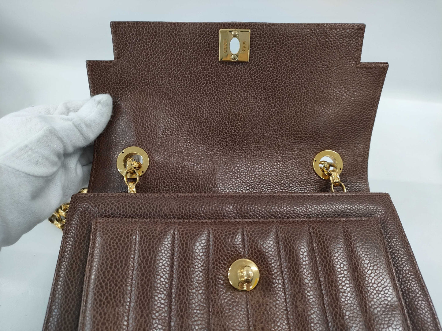 CHANEL Mademoiselle Caviar Leather Brown Chain Shoulder Bag 2534487