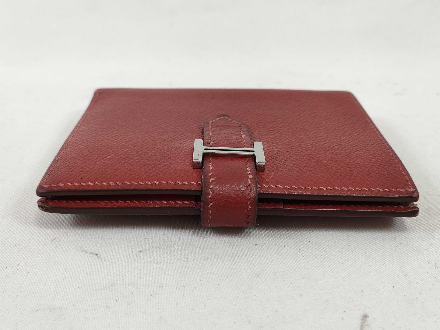HERMES Bearn Bearn Compact Epson □I Red Wallet