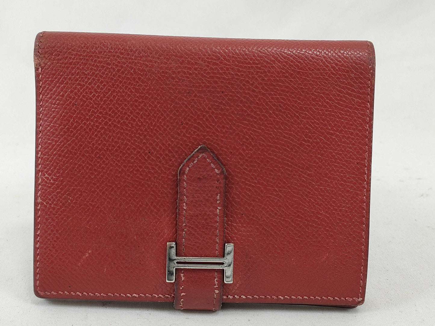 HERMES Bearn Bearn Compact Epson □I Red Wallet