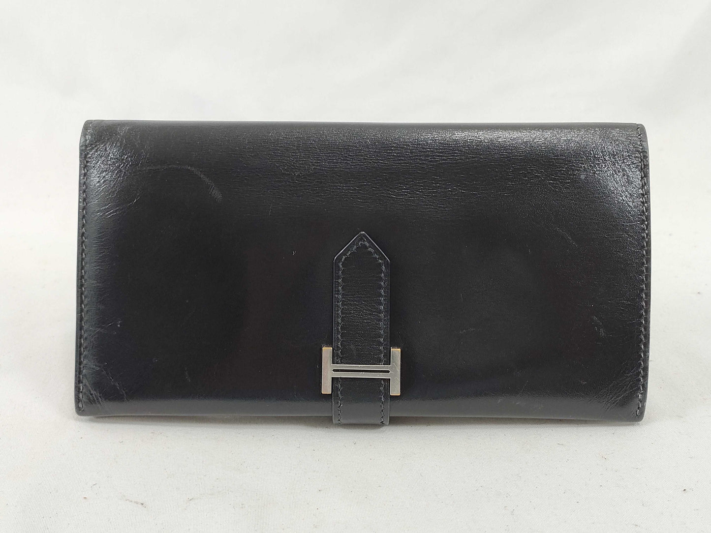 HERMES Bearn Bearn Box Calf Black □E Wallet