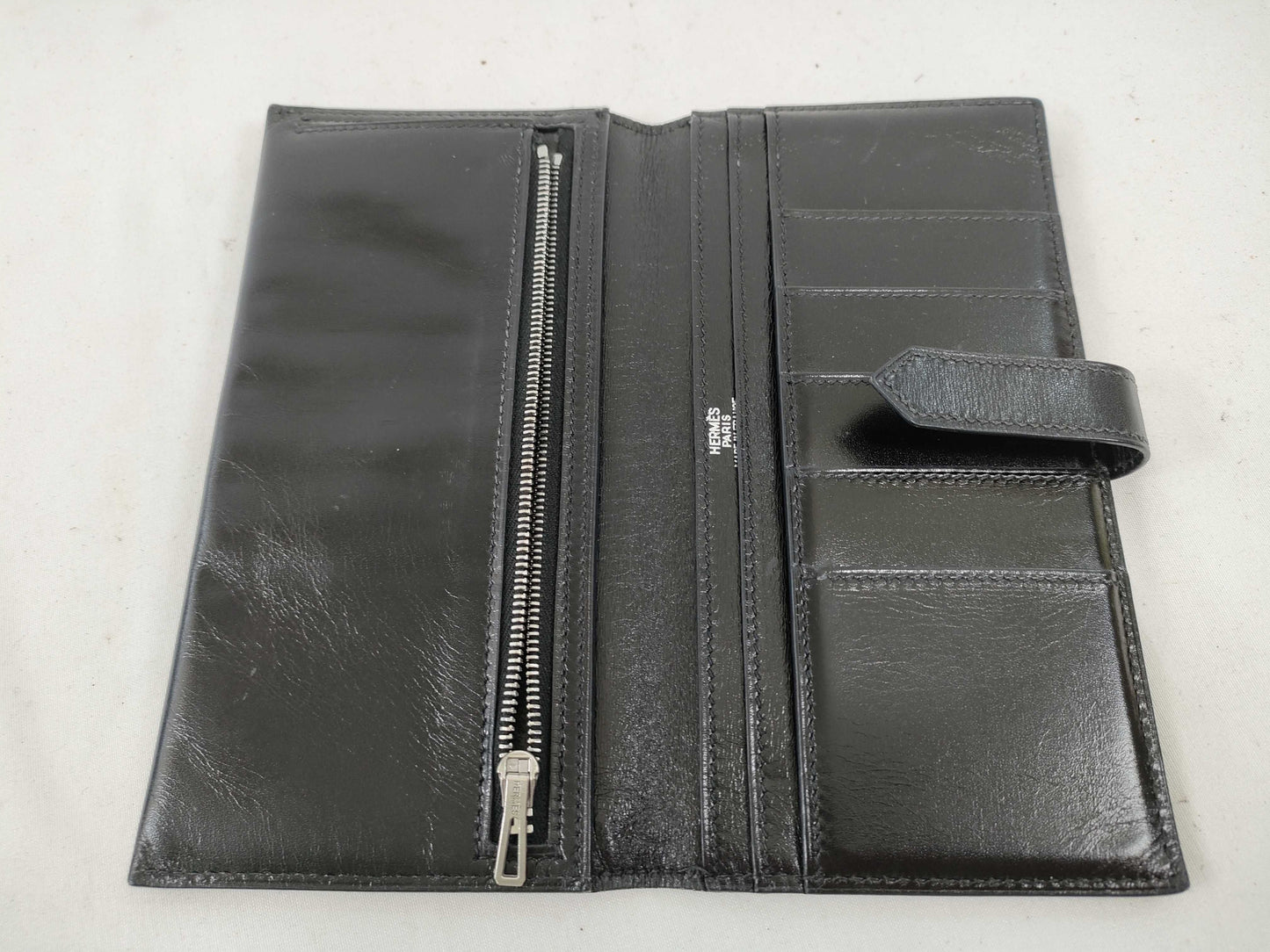 HERMES Bearn Bearn Box Calf Black □E Wallet
