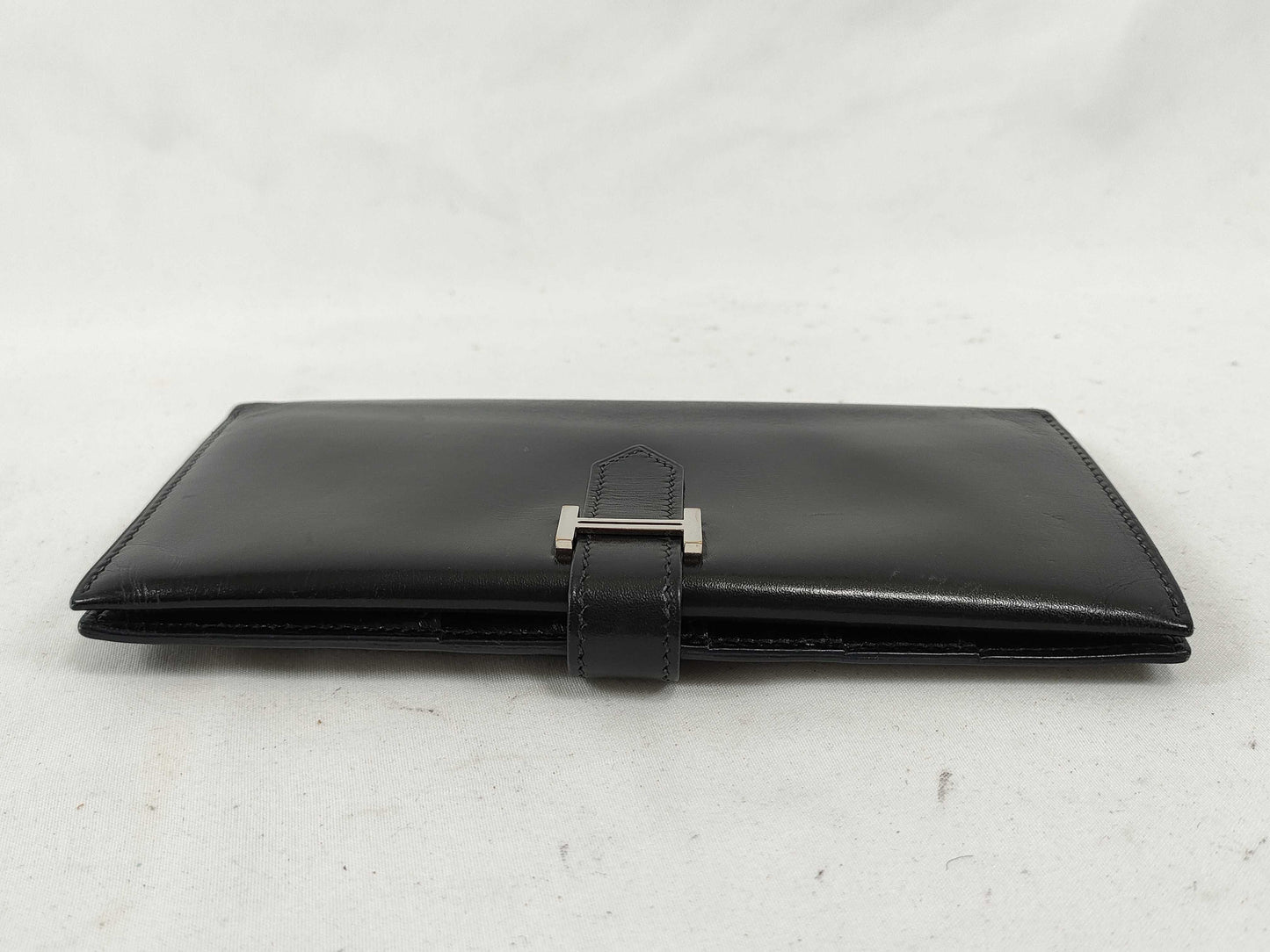 HERMES Bearn Bearn Box Calf Black □E Wallet