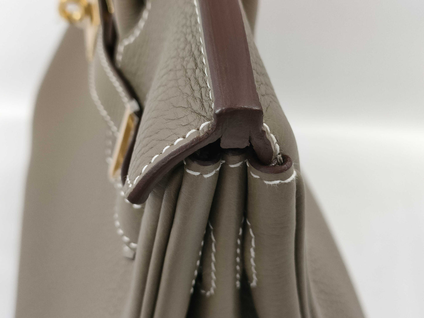 HERMES Birkin 30 Etoupe Handbag with Gold Hardware, Togo Double Stamp, Complete