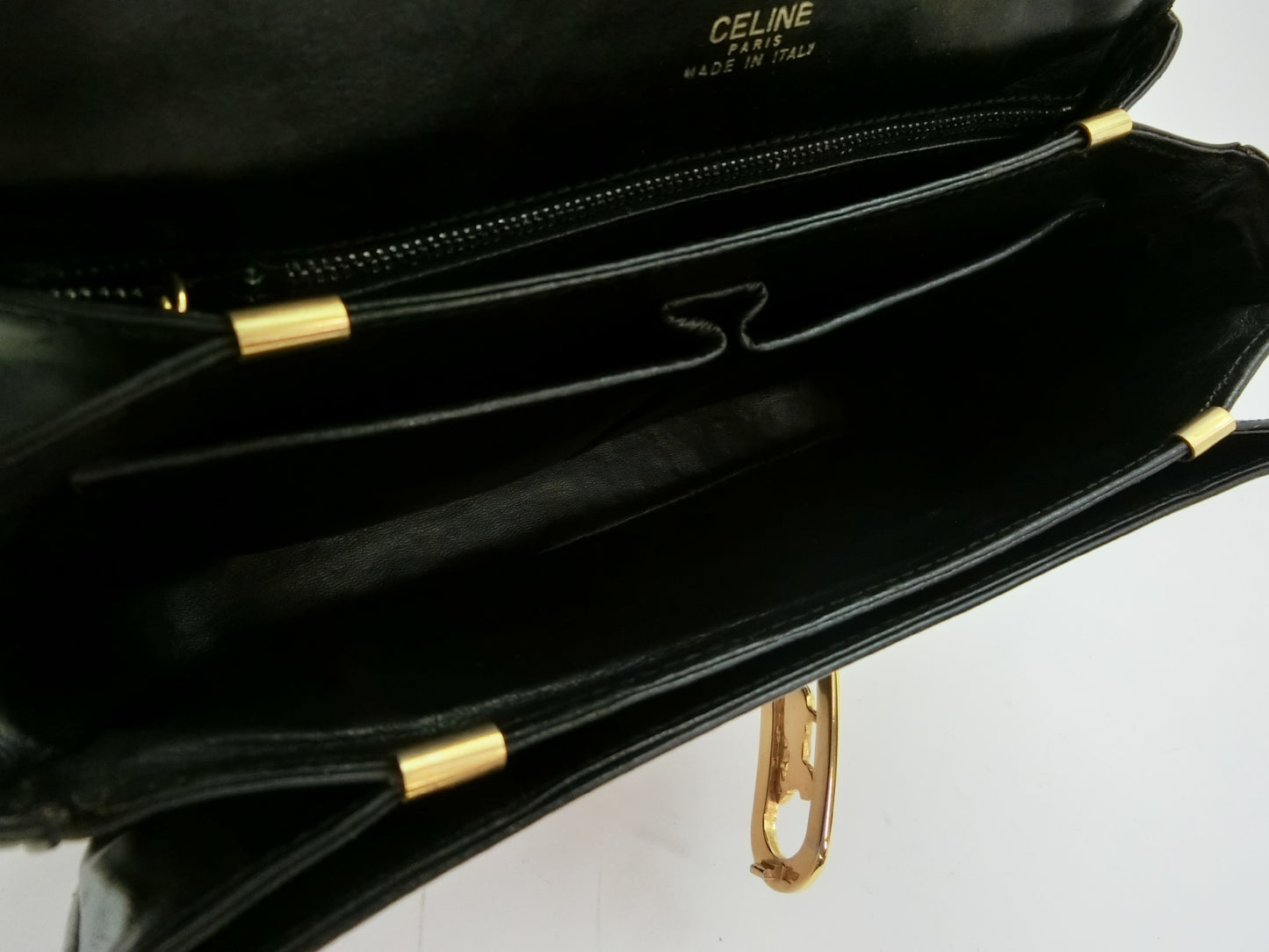 CELINE Leather Shoulder Bag with Carriage Hardware