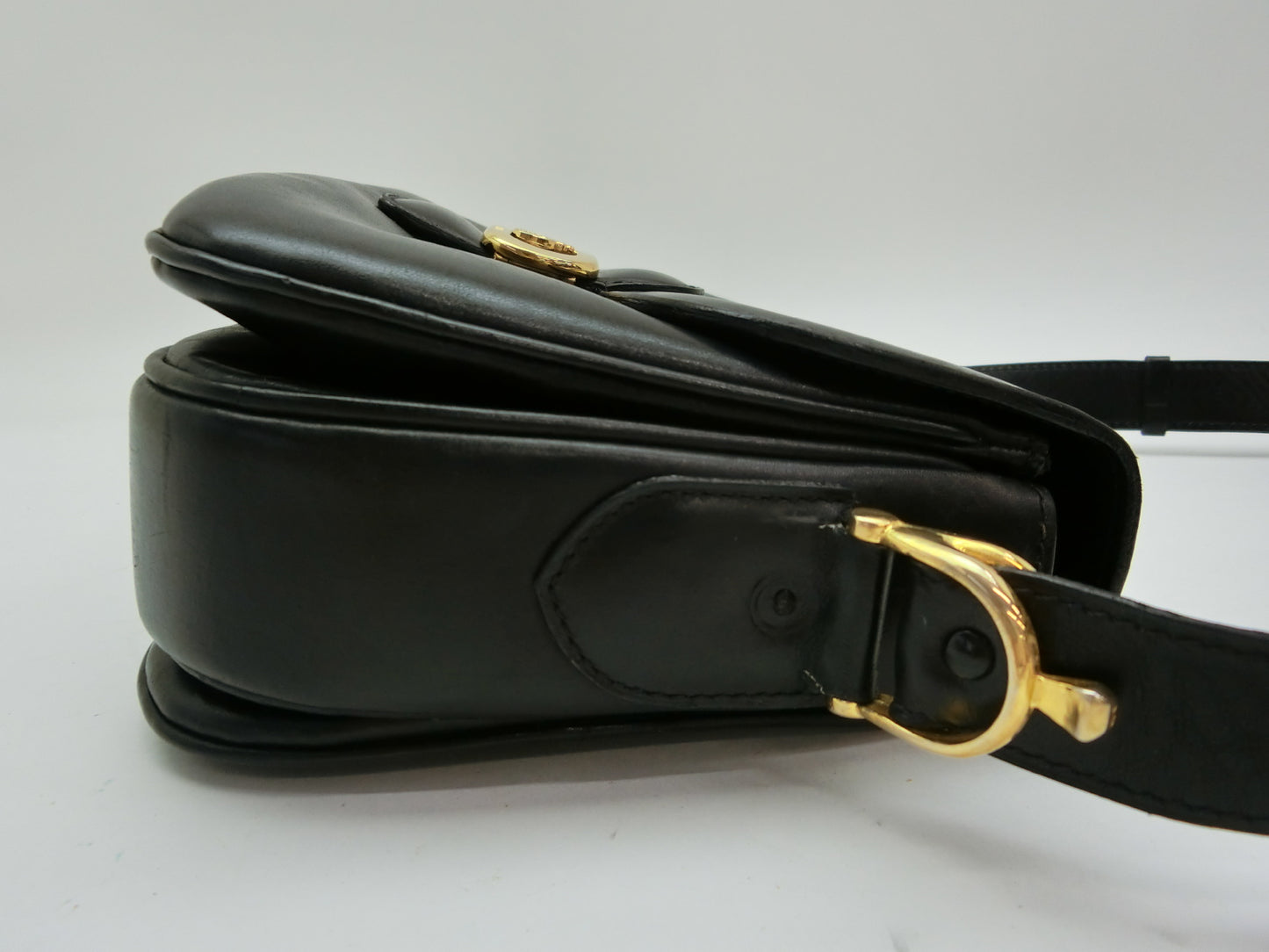 CELINE Leather Shoulder Bag with Carriage Hardware