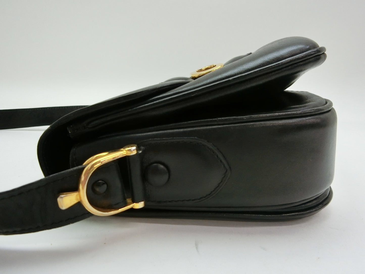 CELINE Leather Shoulder Bag with Carriage Hardware