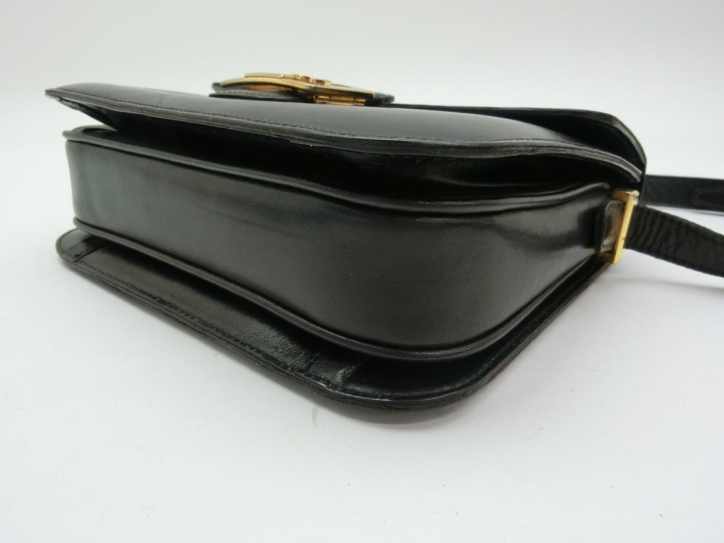 CELINE Leather Shoulder Bag with Carriage Hardware